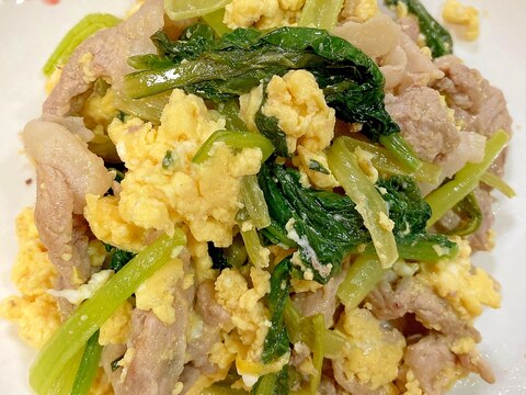 【簡単】豚肉と小松菜の卵炒め